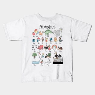 Illustrated alphabet, learning alphabet, ABC's Kids T-Shirt